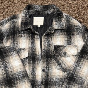 Thread & Supply Women’s  Plaid Shirt Jacket in Black and Cream